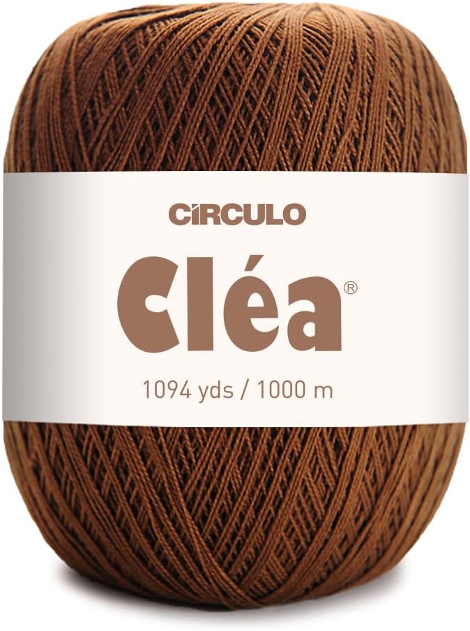 CRCULO Circulo Clea Yarn – Crochet Thread Fine Size 10-8/2 Perfect for Weaving - 100% Mercerized Brazilian Cotton (Pack of 1 Ball) – 5.3 oz, 1094 yds - Color: 7382 - Chocolate - Image 1